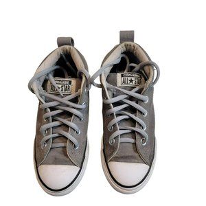 Converse All Star Boys Size 1 Gray Suede High Top Chucks - Great Condition